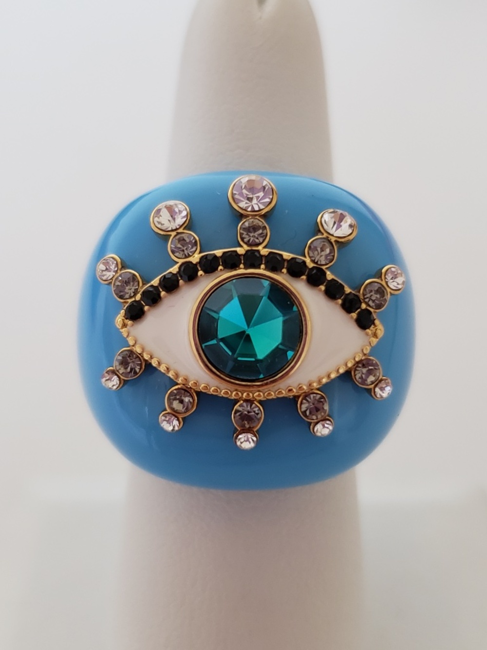 Kurt Geiger Resin Evil Eye Crystal Cocktail Ring 7.5